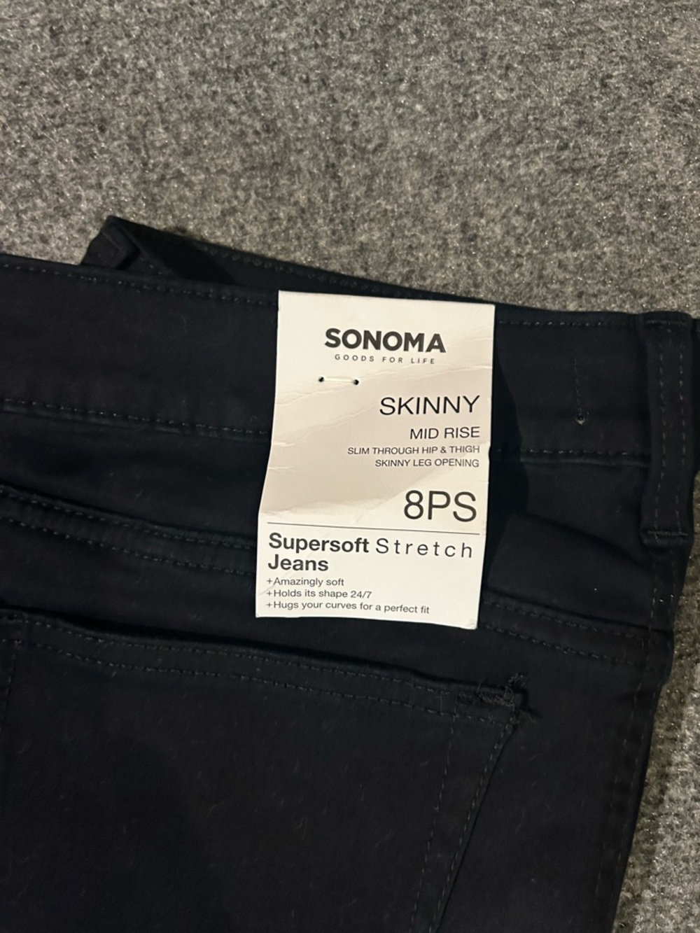SONOMA NWT!! Skinny Supersoft Stretch Women’s Jeans - Black 8PS - Picture 3 of 5